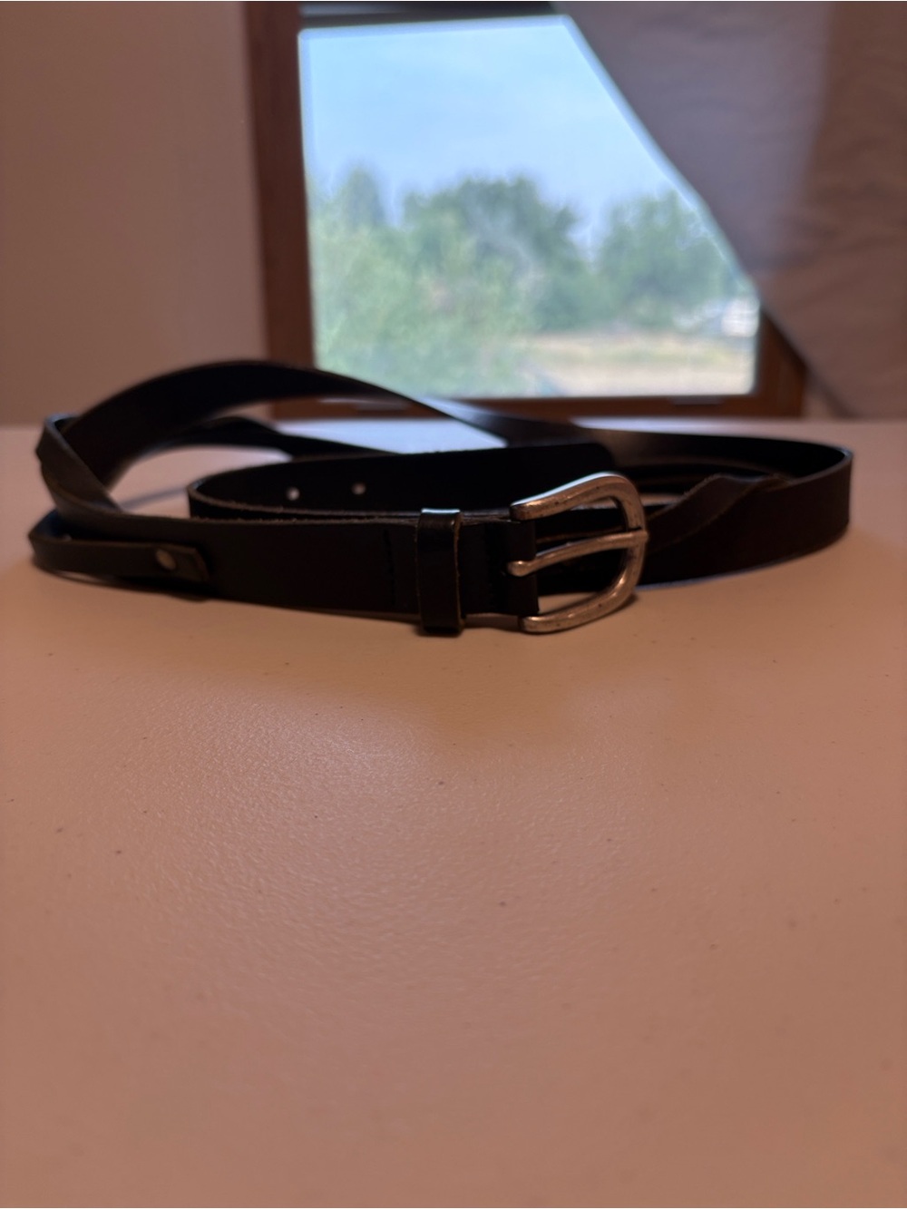 Garnet Hill Black Leather Belt NWOT